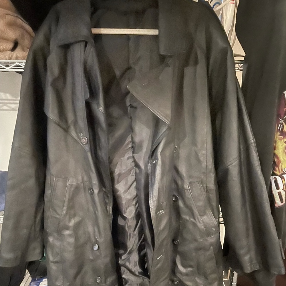 Long leather duster coat